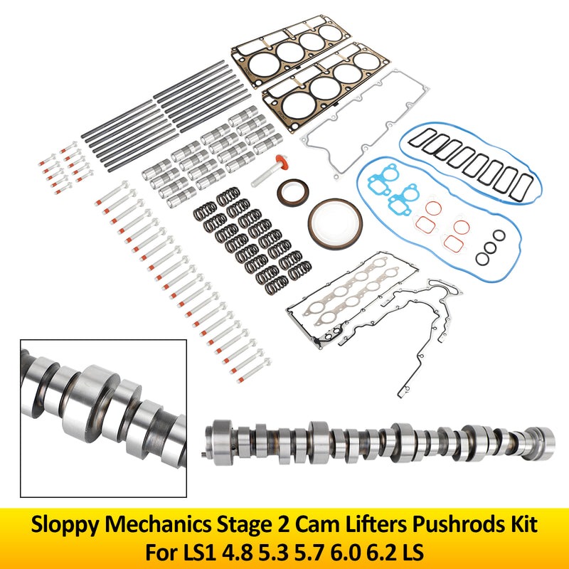 LS1 4.8 5.3 5.7 6.0 6.2 LS Sloppy Mechanics Stage 2 Kit de varillas de empuje para elevadores de levas