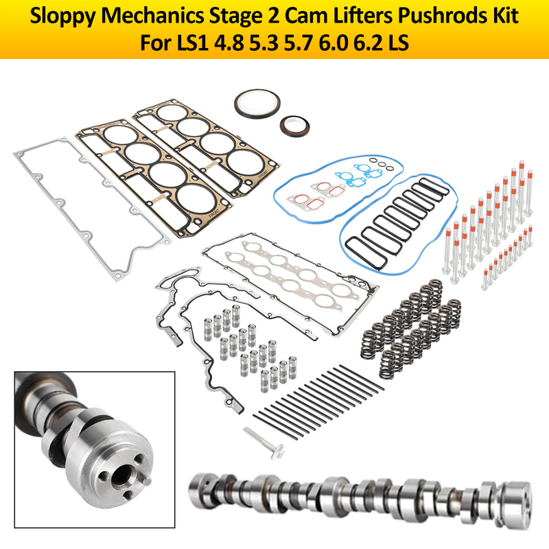 LS1 4.8 5.3 5.7 6.0 6.2 LS Sloppy Mechanics Stage 2 Cam Lifters Pushrods Kit