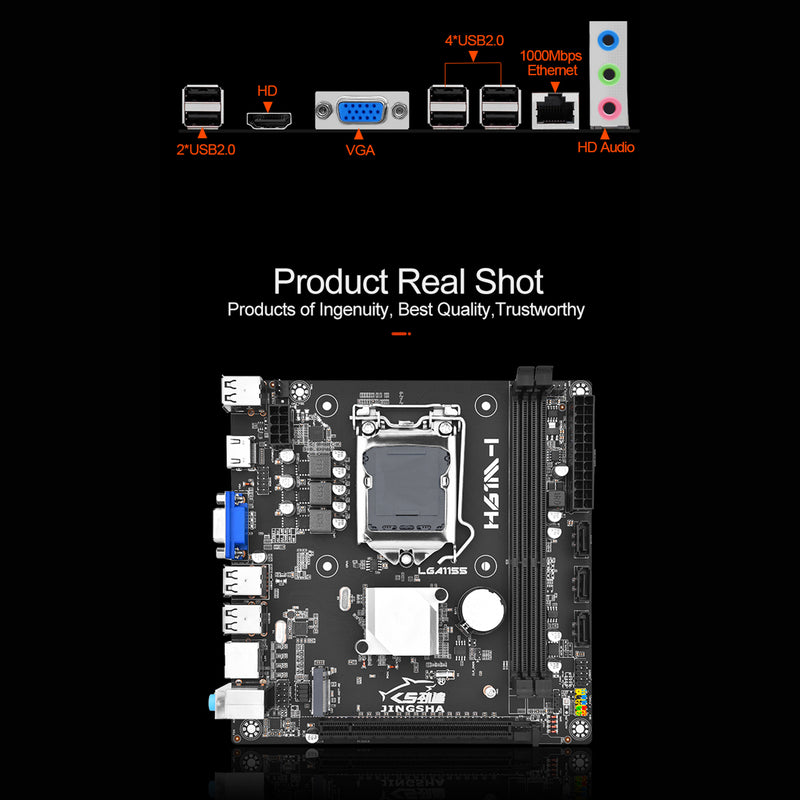 H61M-I Motherboard LGA 1155 Support 2*DDR3 USB2.0 SATA2 NVME WIFI Bluetooth