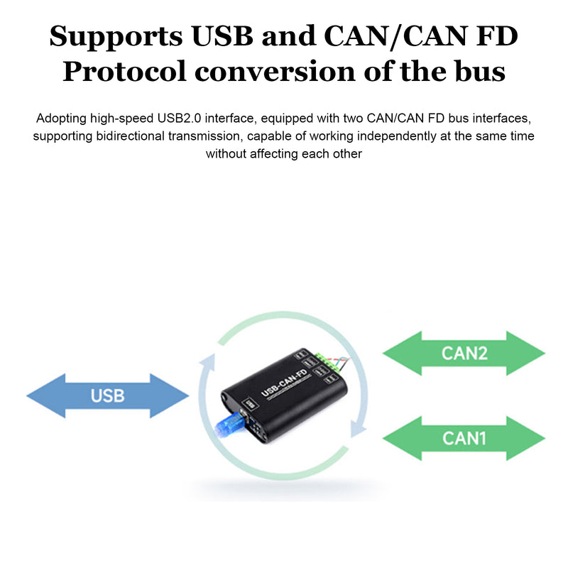 Convertidor de interfaz USB a CAN FD, módulo de comunicación del analizador de datos de Bus CAN