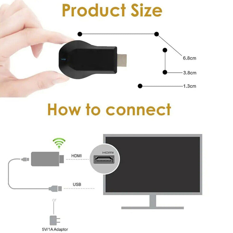 M4+ Air Play HD TV Stick WIFI Mottagare Display Dongle Streamer