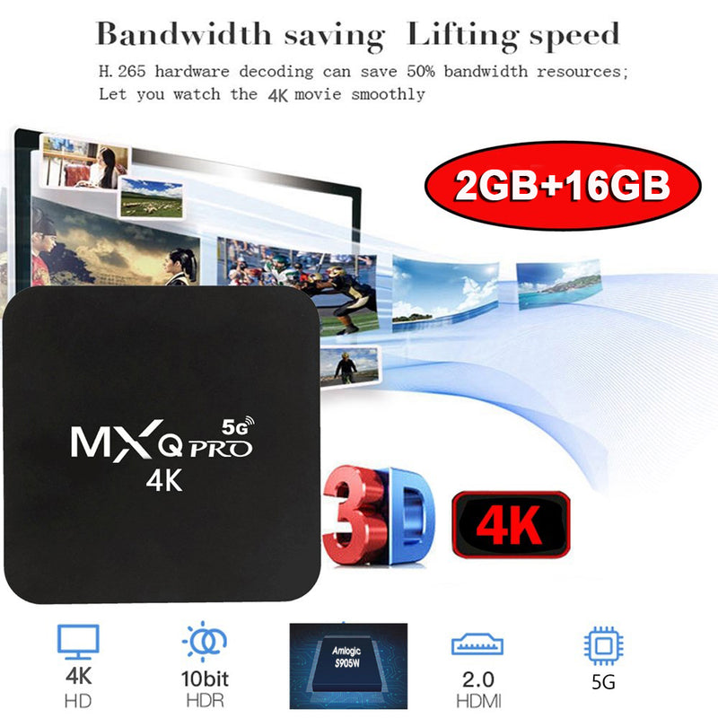 5G Wifi MXQ Pro 4K Ultra HD 64Bit Android Quad Core Smart TV Box Ram 1GB ROM 8GB