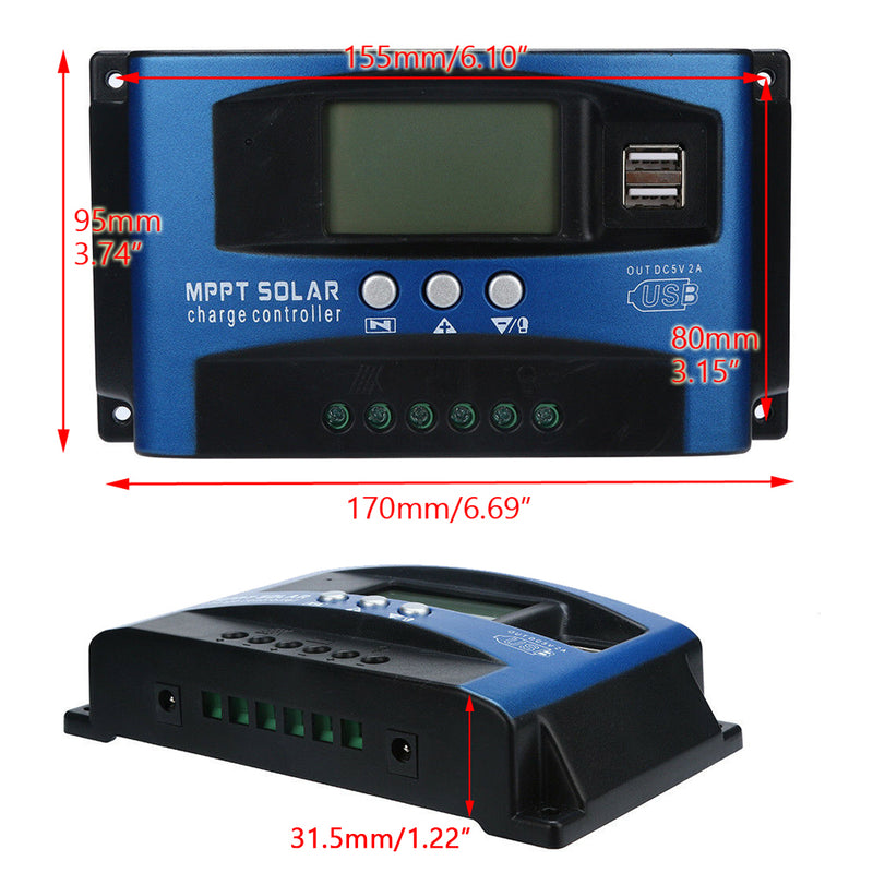 Controlador de posición Solar 50A Panel controlador regulador de batería PWM LCD Dual USB 12V/24V