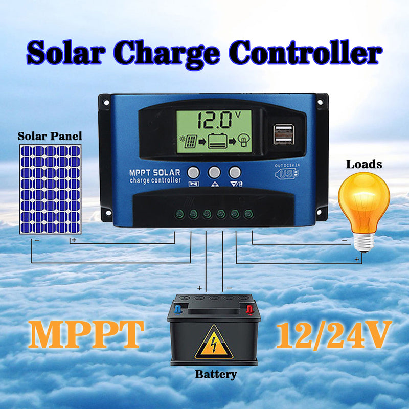 50A Panel kontrolera położenia słonecznego Regulator baterii PWM LCD Podwójny port USB 12 V/24 V