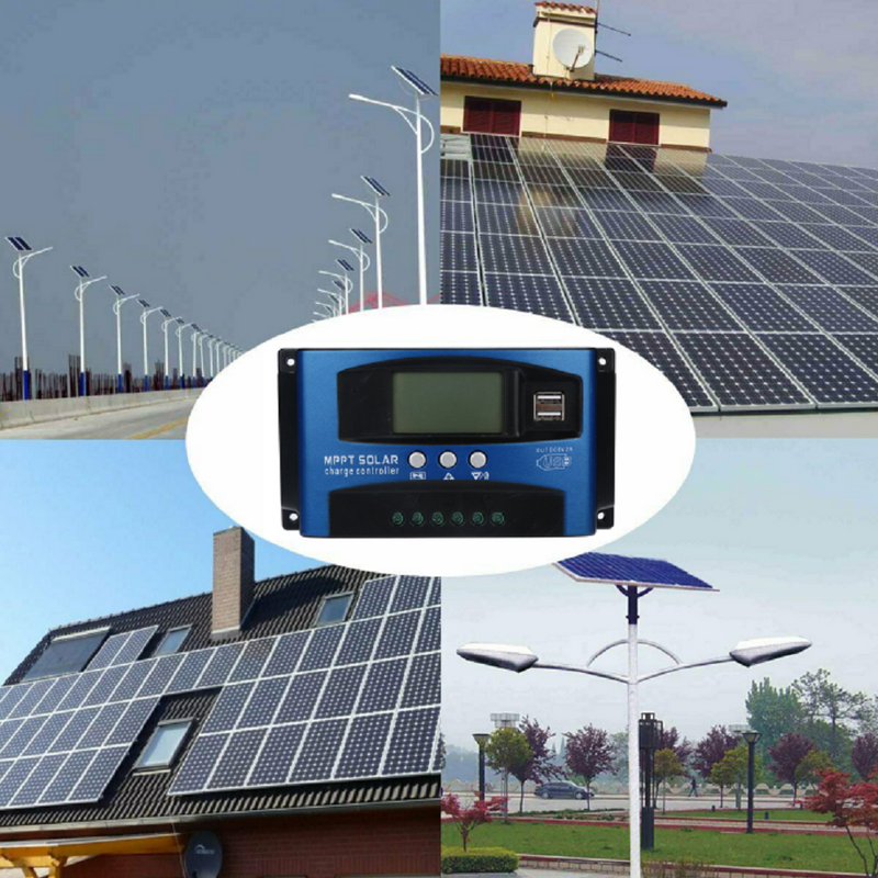 50A Solarlageregler Controller Panel Batterie Regler PWM LCD Dual USB 12V / 24 V