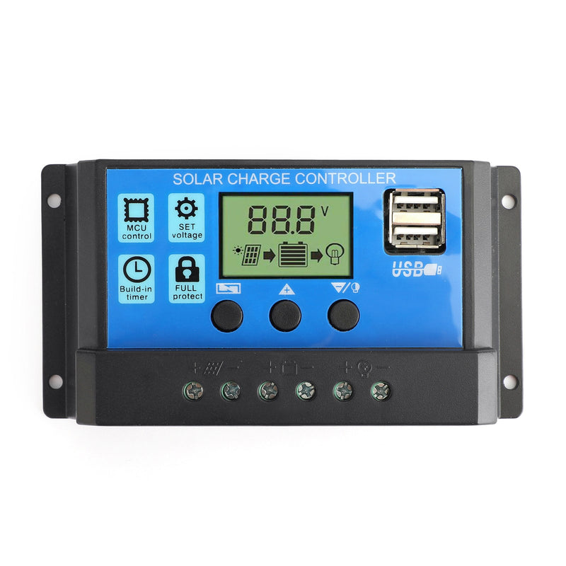 60A Solar Charge Controller Kontrollpanel Batteriregulator PWM LCD Dubbel USB 12V/24V