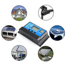 Controlador de carga solar 60A Panel controlador Regulador de batería PWM LCD Dual USB 12V/24V