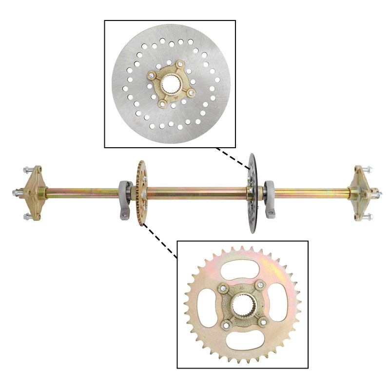 32 "ATV Quad Go Kart Hinterradachse Kit Ritzel Bremsrad Nabe Bremsbaugruppe