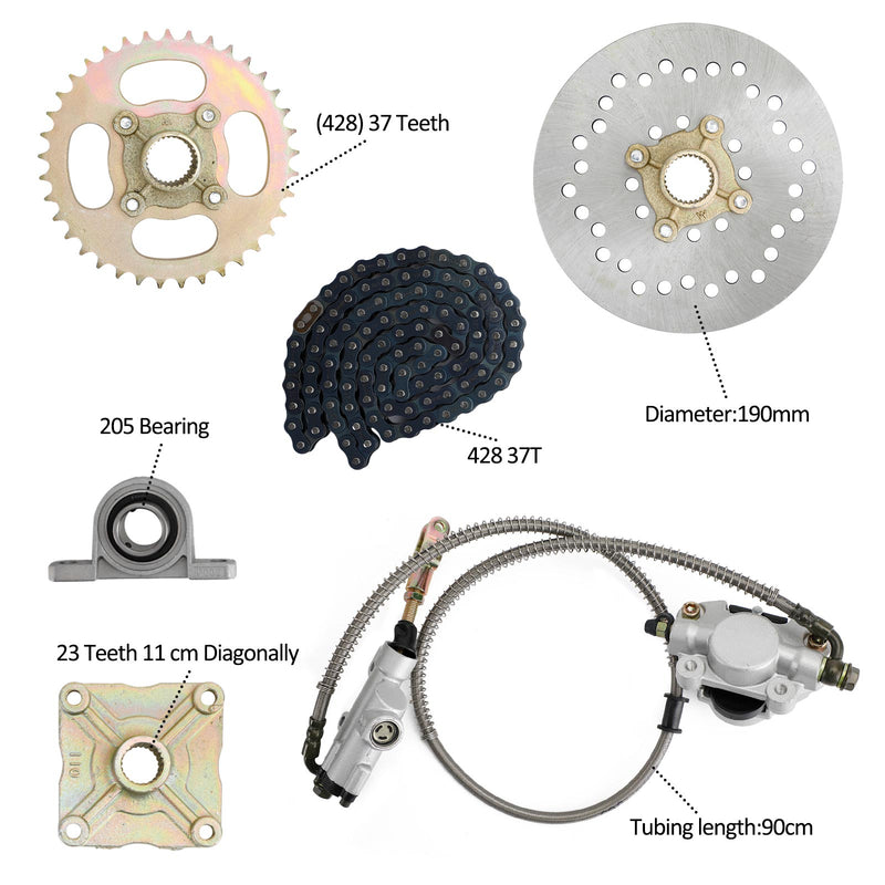 32 "ATV Quad Go Kart Hinterradachse Kit Ritzel Bremsrad Nabe Bremsbaugruppe