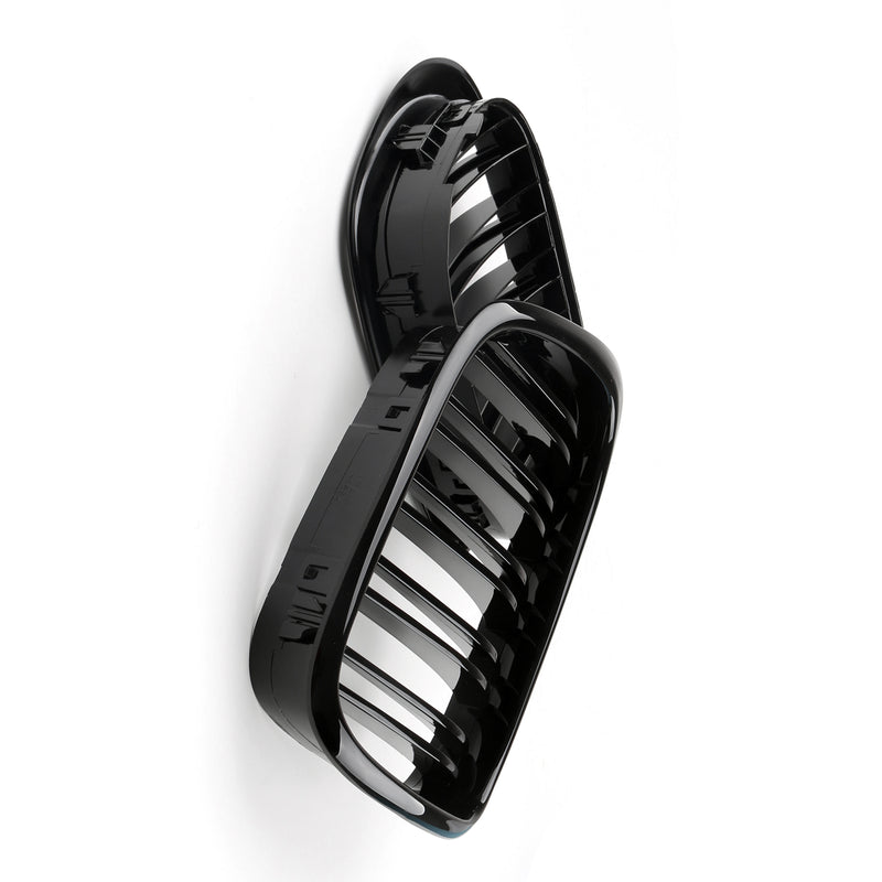 Dobbelt rib foran kølergitter passer til BMW 5-serie E39 1998-2003 blank sort