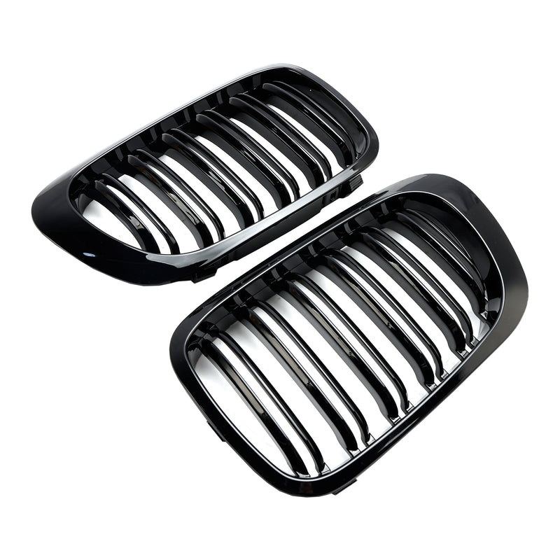 Double Line Front Hood Grille Grills Gloss Black für BMW E46 2-Türer 1998–2001 Generic