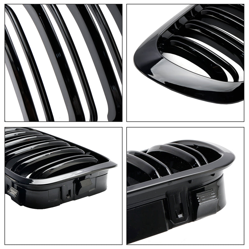 Double Line Front Hood Grille Grills Gloss Black für BMW E46 2-Türer 1998–2001 Generic