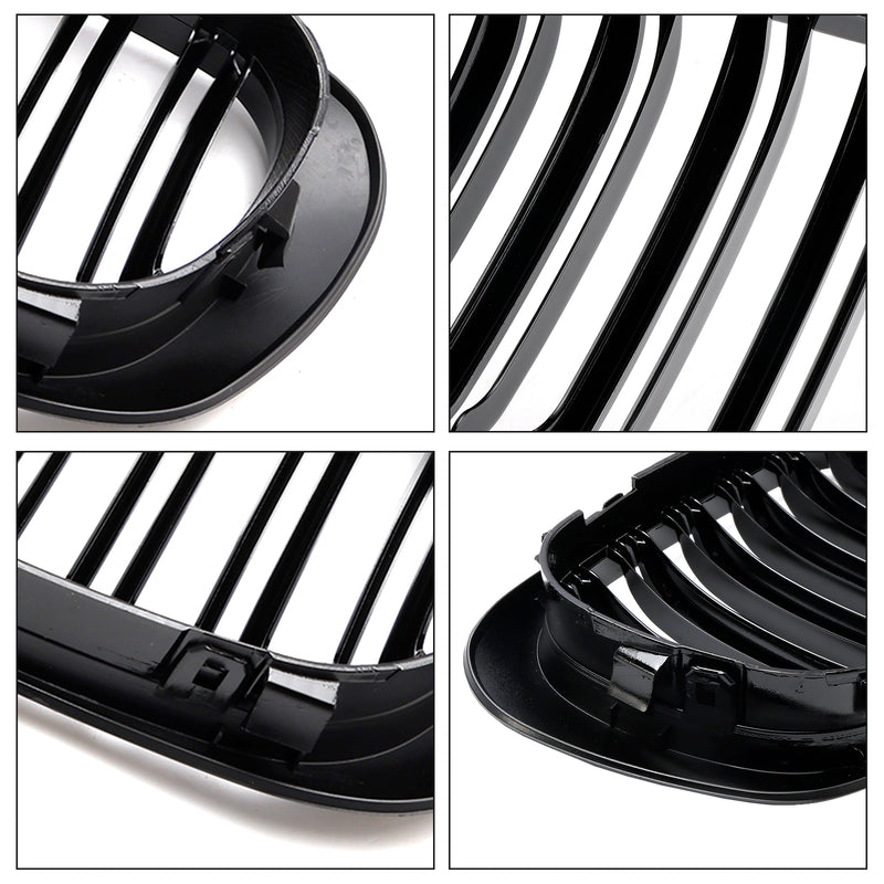 Double Line Front Hood Grille Grills Gloss Black für BMW E46 2-Türer 1998–2001 Generic
