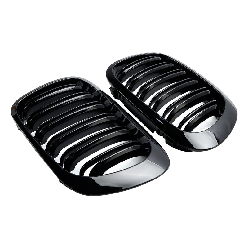 Double Line Front Hood Grille Grills Gloss Black für BMW E46 2-Türer 1998–2001 Generic