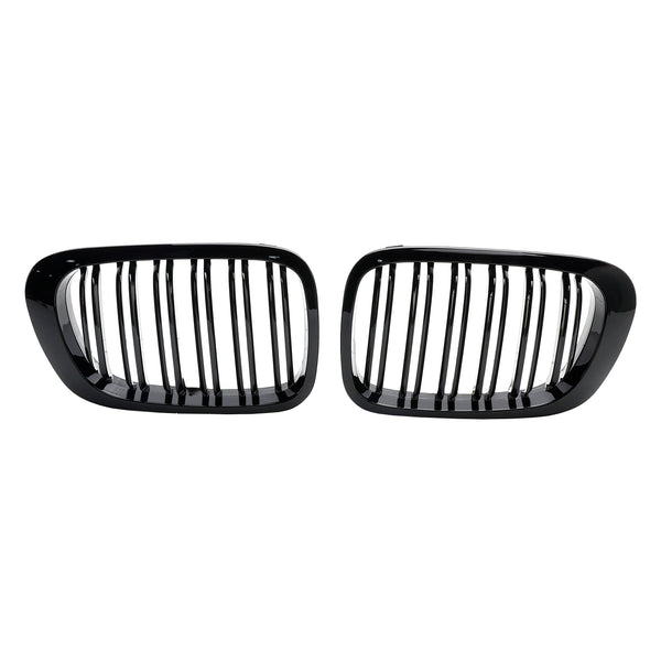 Dobbelt linje front hætte grille glans sorte til BMW E46 2-dørs 1998-2001 Generisk