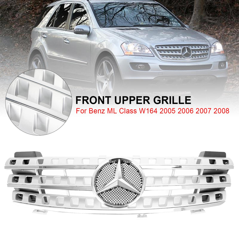 Vordere Stoßstangengrillgrill Fit Mercedes-Benz ML-Klasse W164 2005-2008 Chrom