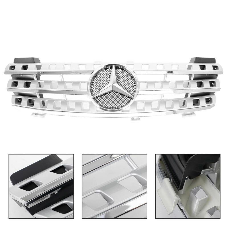 Vordere Stoßstangengrillgrill Fit Mercedes-Benz ML-Klasse W164 2005-2008 Chrom