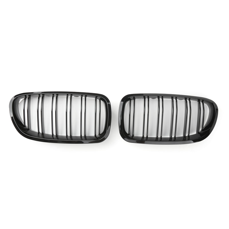 Dobbelt linje blank sort front hætte nyre grill grill til BMW F10 F18 10-16