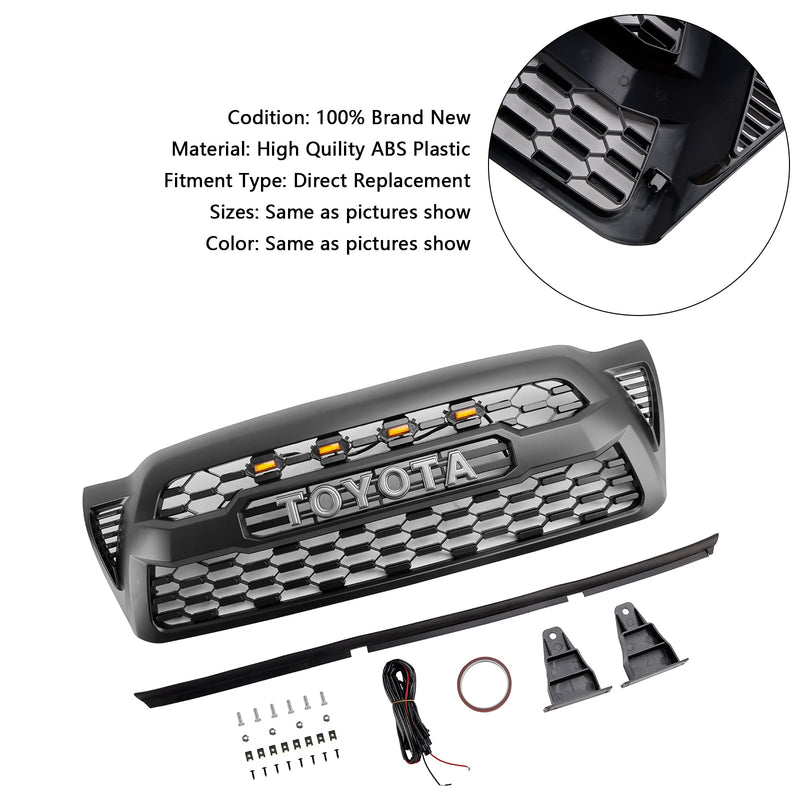 2005–2011 Toyota Tacoma LED -grillillä etupuskurille, Matt Black