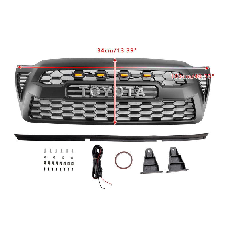 2005–2011 Toyota Tacoma LED -grillillä etupuskurille, Matt Black