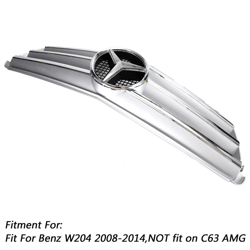 Grill przedniego zderzaka do Benz Klasy C W204 z emblematem LED C300/C350 08-14 chrom