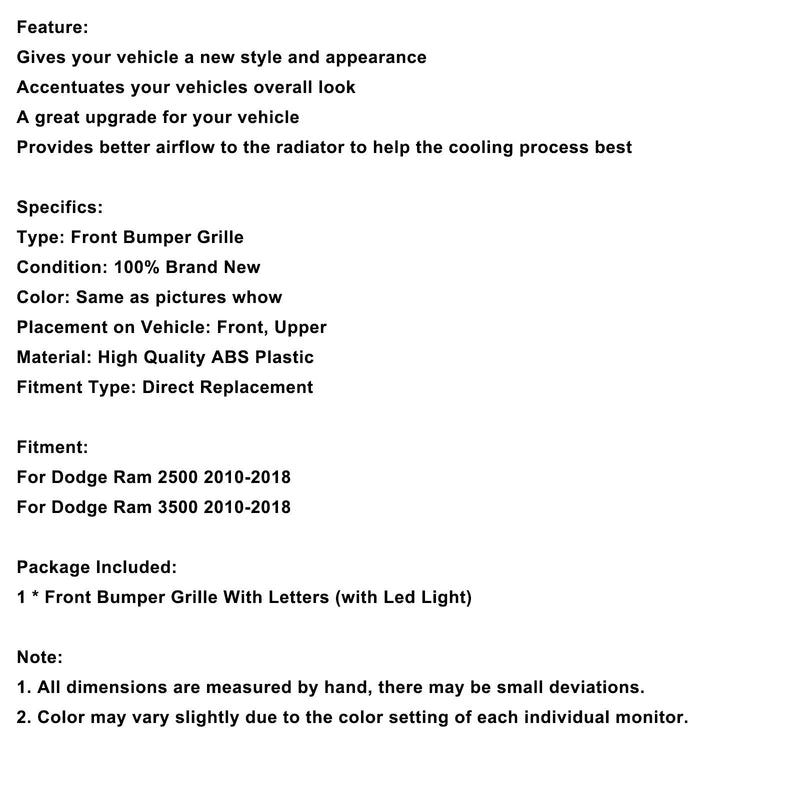 Dodge Ram 2500/3500 Laramie Limited (Baujahre 2010–2018) mit LED-Frontstoßstangengrill