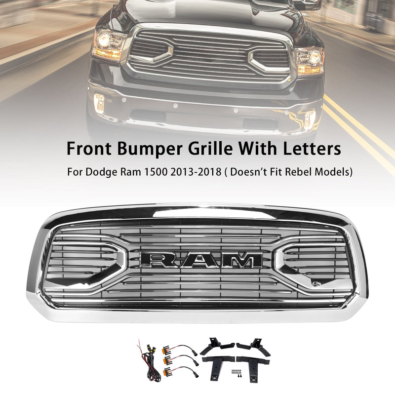 2013–2018 Dodge Ram 1500 Big Horn Stil Frontstoßstange Grill Kühlergrill Chrom
