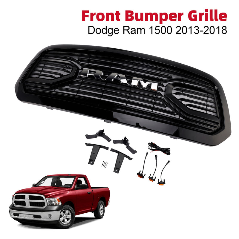Frontstoßstangengrill im Big-Horn-Stil für Dodge Ram 1500 (2013–2018), schwarz