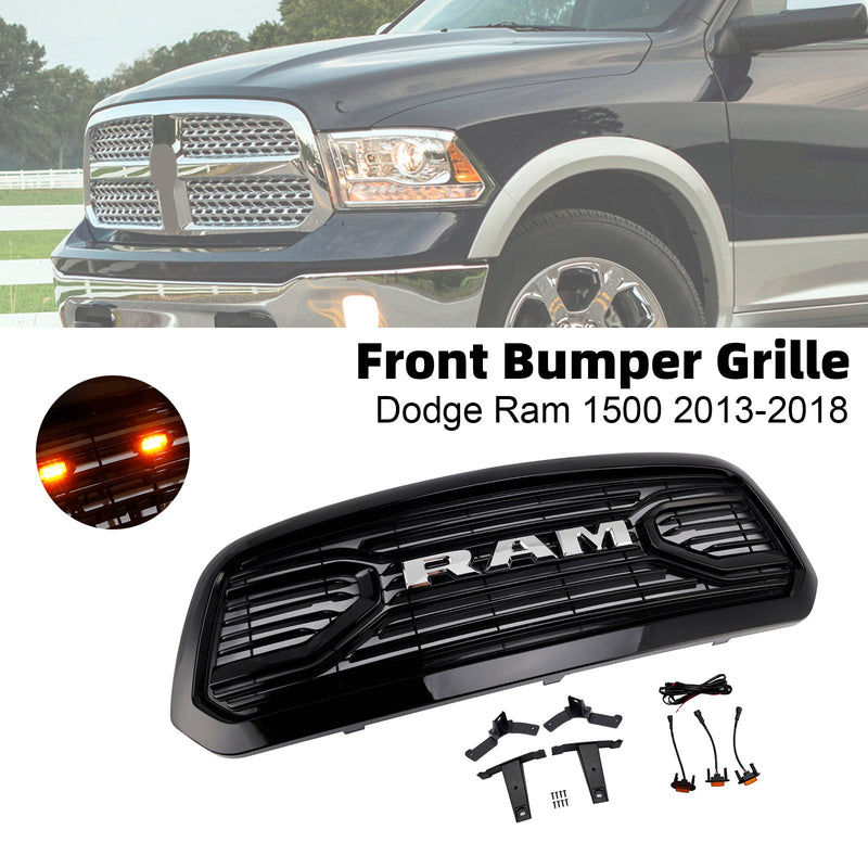 Frontstoßstangengrill im Big-Horn-Stil für Dodge Ram 1500 (2013–2018), schwarz