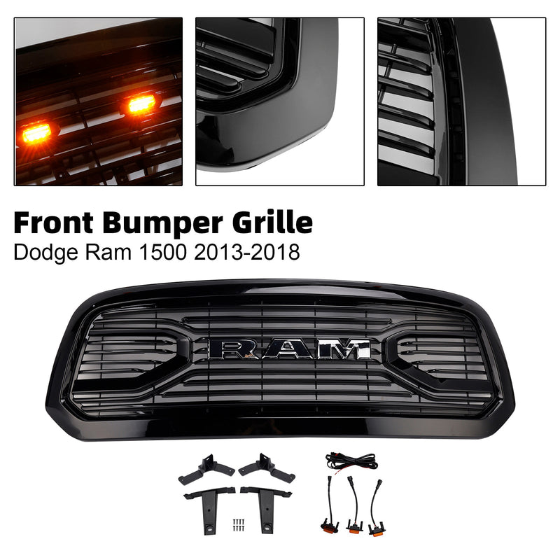 Frontstoßstangengrill im Big-Horn-Stil für Dodge Ram 1500 (2013–2018), schwarz