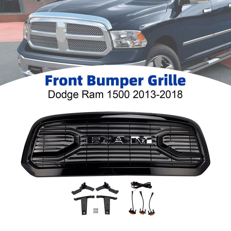 Frontstoßstangengrill im Big-Horn-Stil für Dodge Ram 1500 (2013–2018), schwarz