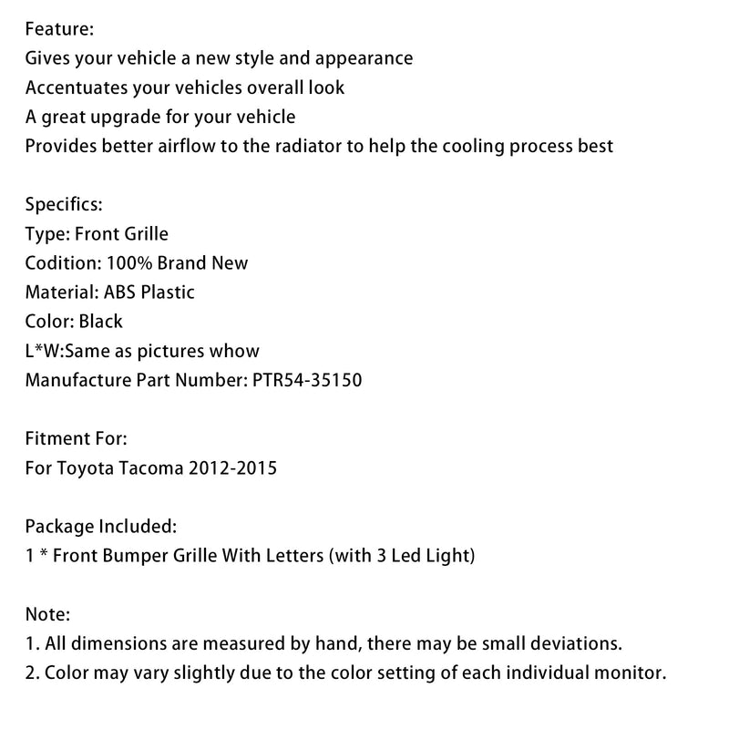 2012–2015 Toyota Tacoma TRD PRO Front-Wabengrill PTR54-35150