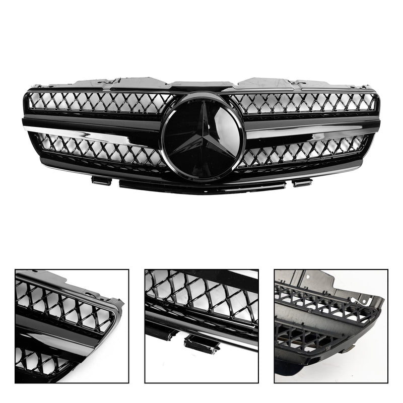 2003-2006 Mercedes R230 SL500 SL600 SL55 1 Fin Star Black Front Øvre Grill