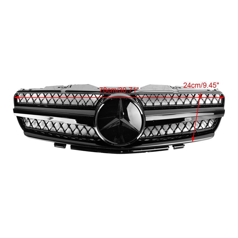 2003-2006 Mercedes R230 SL500 SL600 SL55 1 Fin Star Black Front Øvre Grill