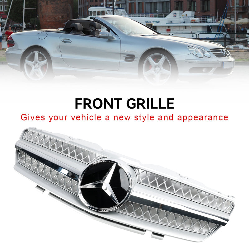 2003-2006 Mercedes R230 SL500 SL600 1 fin przedni zderzak górny grill