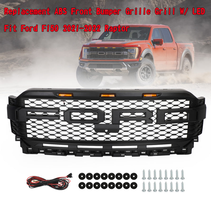 Ersatz ABS Frontstoßstangengitter mit LED für Ford F150 2021-2023 Raptor