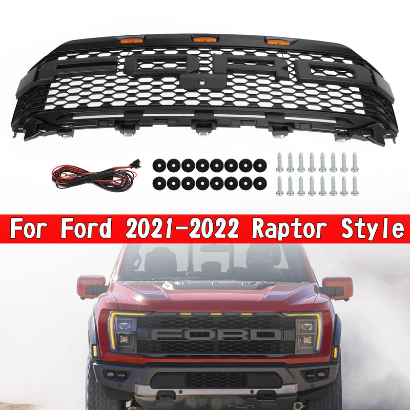 Ersatz ABS Frontstoßstangengitter mit LED für Ford F150 2021-2023 Raptor