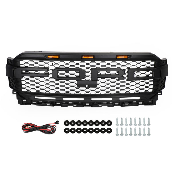 Ersättande ABS främre stötfångargrill med LED för Ford F150 2021-2023 Raptor