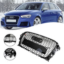 Rejilla de parachoques delantero estilo RS3 para Audi A3 S3 2013-2016 patrón de panal negro