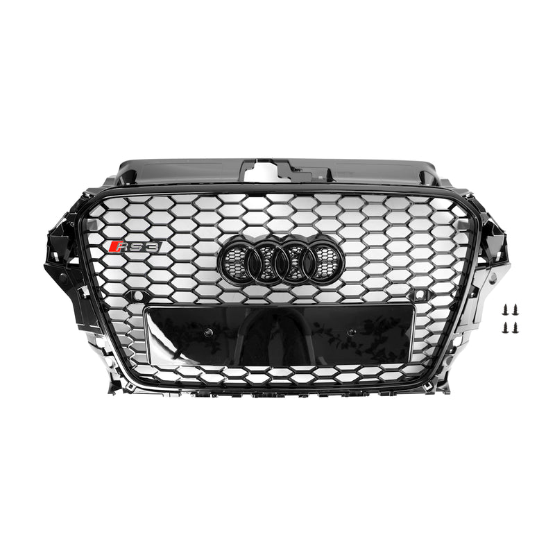 Rejilla de parachoques delantero estilo RS3 para Audi A3 S3 2013-2016 patrón de panal negro