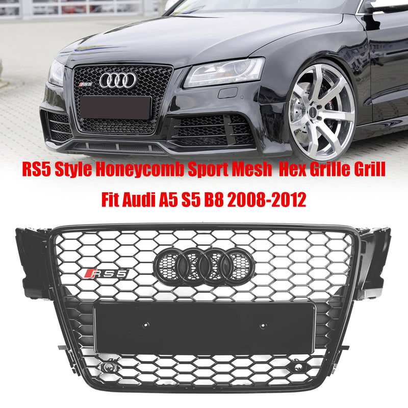 Maska w stylu RS5 Henycomb Sportowa siatka grillowa Grill dla AUDI A5 S5 B8 2008-2012