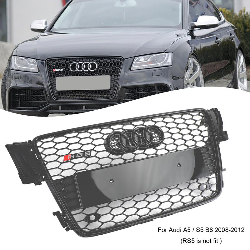 RS5 Style Huv Henycomb Sport Mesh Grill Grill För AUDI A5 S5 B8 2008-2012