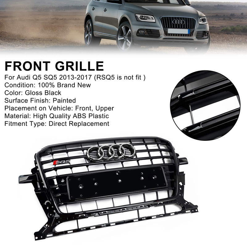 2013-2017 Audi Q5 SQ5 8R Musta RSQ5 Style Honeycomb Mesh Sport Hex Grill