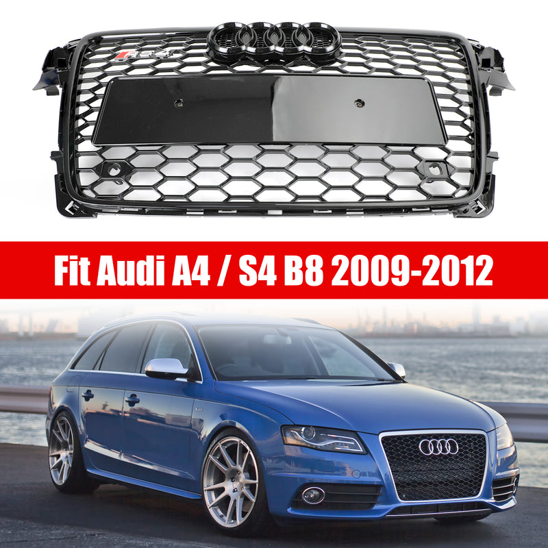 RS4 Style Bikakemönster Sportgrill Front Grill Passar Audi A4 S4 B8 2009-2012