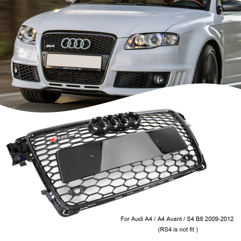 RS4 Style Bikakemönster Sportgrill Front Grill Passar Audi A4 S4 B8 2009-2012