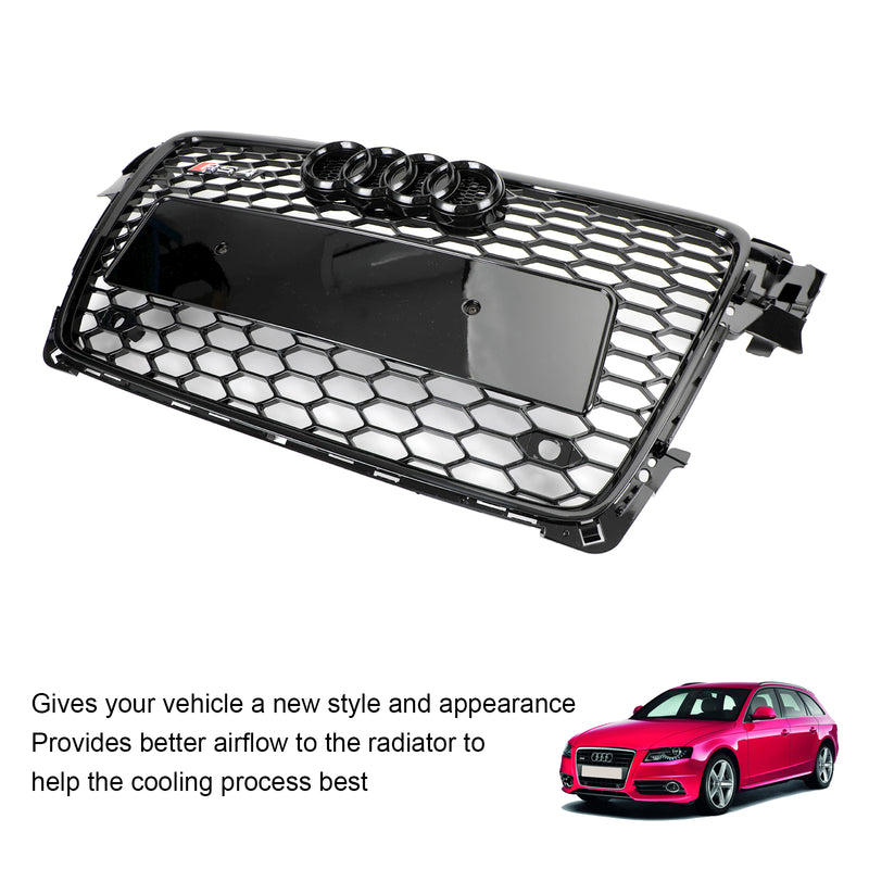 RS4 Style Bikakemönster Sportgrill Front Grill Passar Audi A4 S4 B8 2009-2012