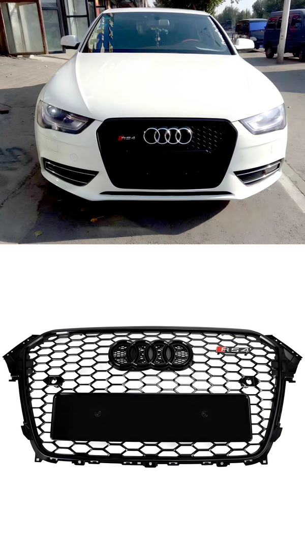 Kiiltävä musta RS4 tyylinen etupuskurin säleikkö Audi A4 S4 2013-2016