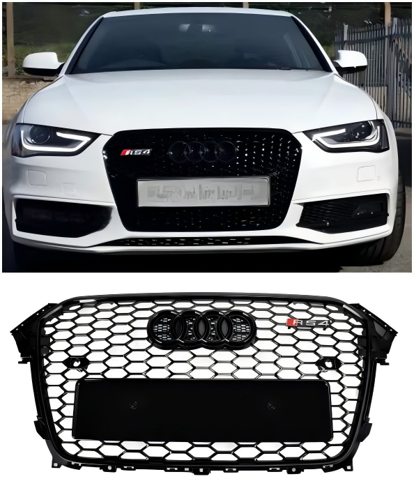 Kiiltävä musta RS4 tyylinen etupuskurin säleikkö Audi A4 S4 2013-2016