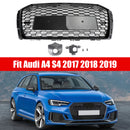 RS4 Style kuusikulmainen säleikkö sopii Audi A4 S4 B9 2017-2019 mustaan