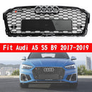 Grade dianteira esportiva estilo favo de mel RS5 para Audi A5 S5 B9 2017-2019 preto brilhante